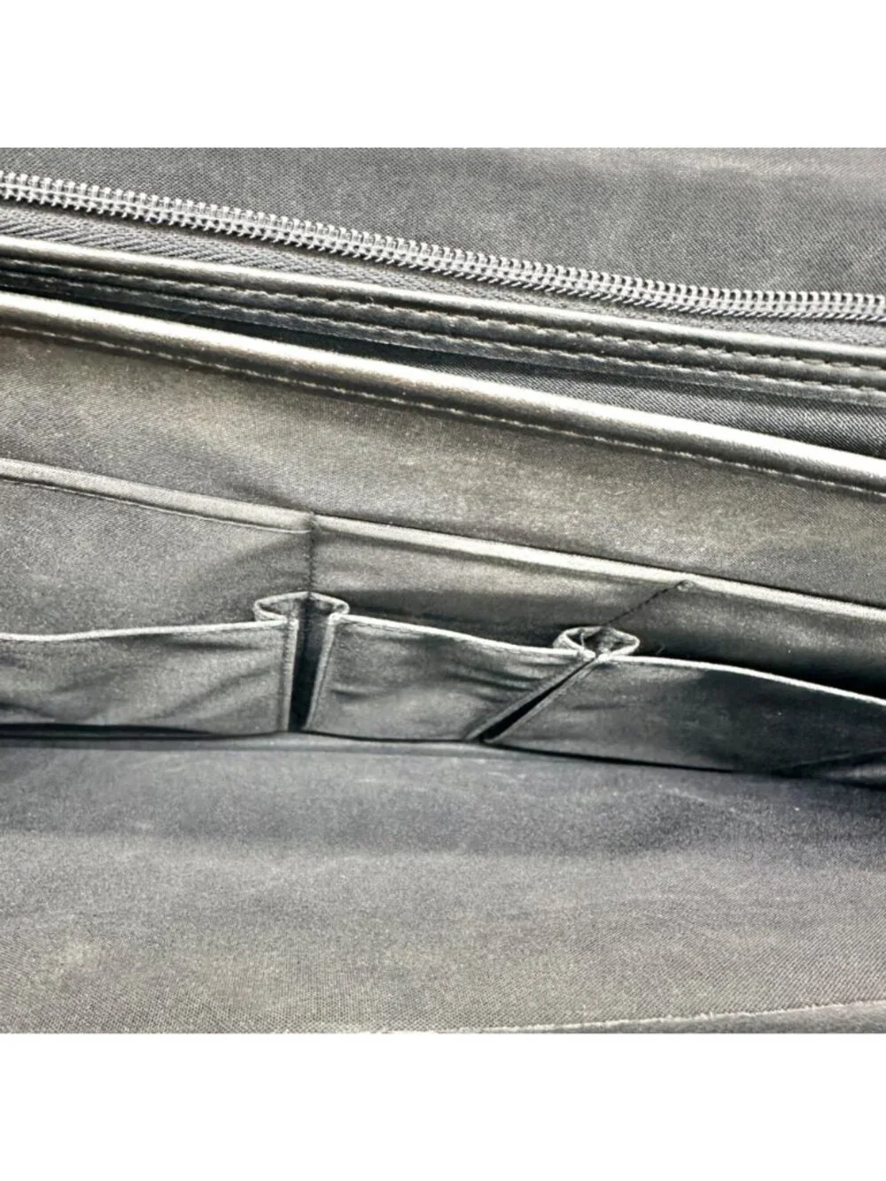 Black Leather Expandable Briefcase With Locking Clasp 17W x 12H x 2.5D